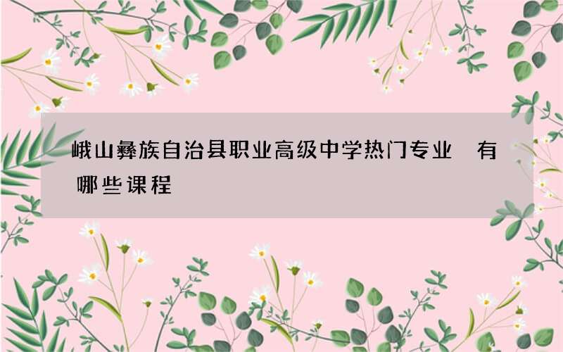 峨山彝族自治县职业高级中学热门专业 有哪些课程